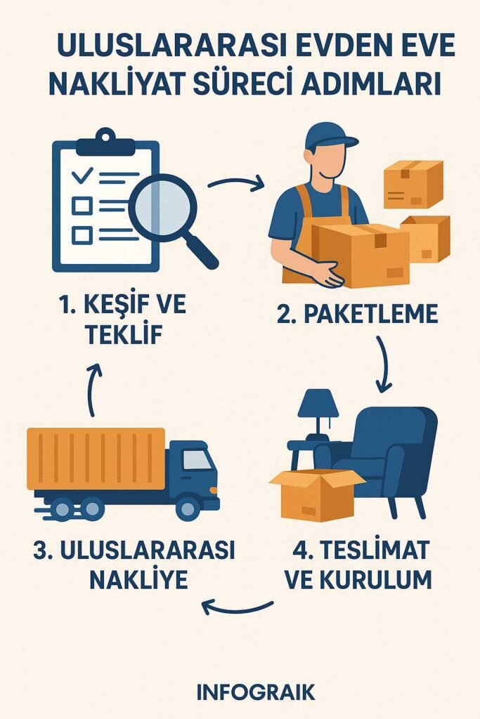 Uluslararası evden eve nakliyat süreci adımları
